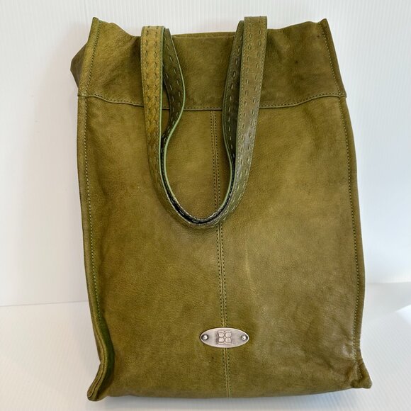 Vintage BCBG Maxazria Pocket Satchel with Logo Turn Lock Green Y2K Cool Slouchy - Picture 3 of 14